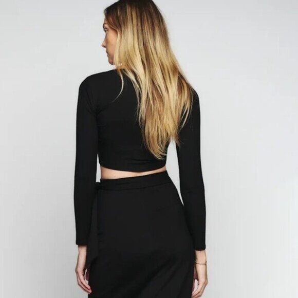 Reformation Elevated Basic Square Neck Top Long Sleeve Stretch Feminine - Picture 2 of 7